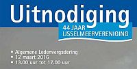 UITNODIGING Algemene Ledenvergadering van de IJsselmeervereniging 2016